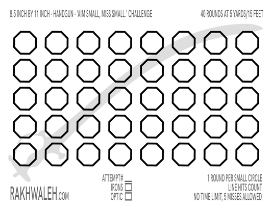 Handgun Target: Aim Small Challenge (PDF link - bit.ly/4g5yZ8z) (Share your progress!)